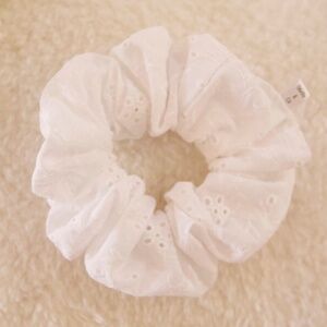 Handmade Scrunchie in White Eyelit